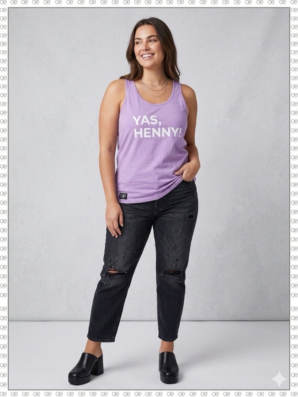 Lavender 'YAS, HENNY!' Graphic Tank Top - Women's Sleeveless Tee
